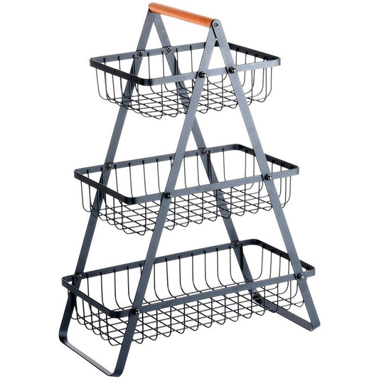 Etažer - tri kata - metalni crni - idealan za buffet i catering