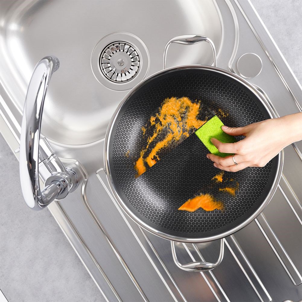 Wok tava COOKCELL HYBRID – inox + neljepljivi premaz HEX – Ø 28 cm