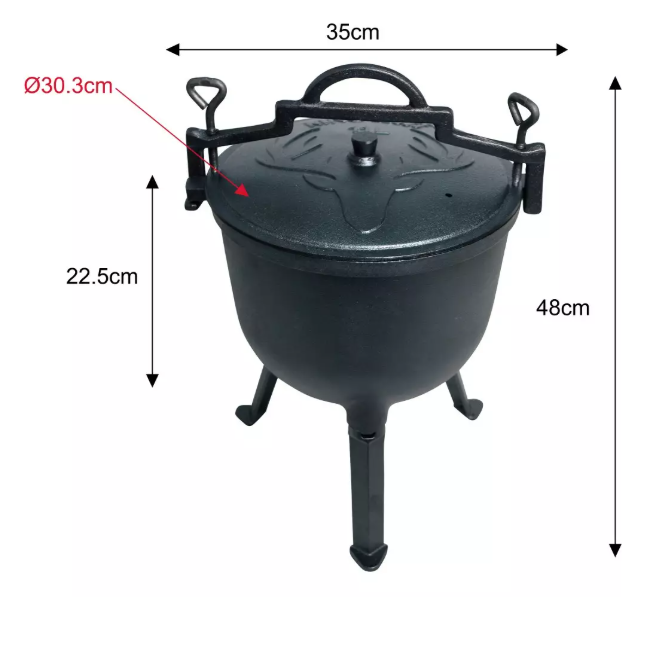 Lijevani emajlirani kotao 10 L s nogama – za gulaše i čobance