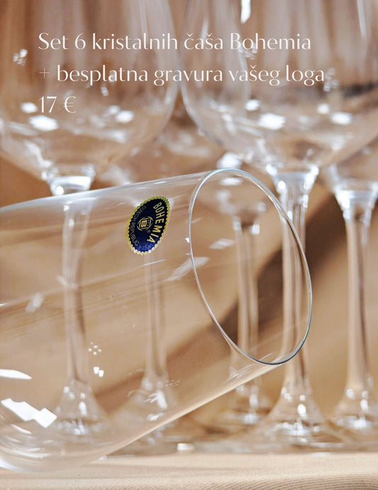 🍷 Čaše Strix 450 ml za crno vino – Crystal Bohemia - Set od 6 čaša ✨