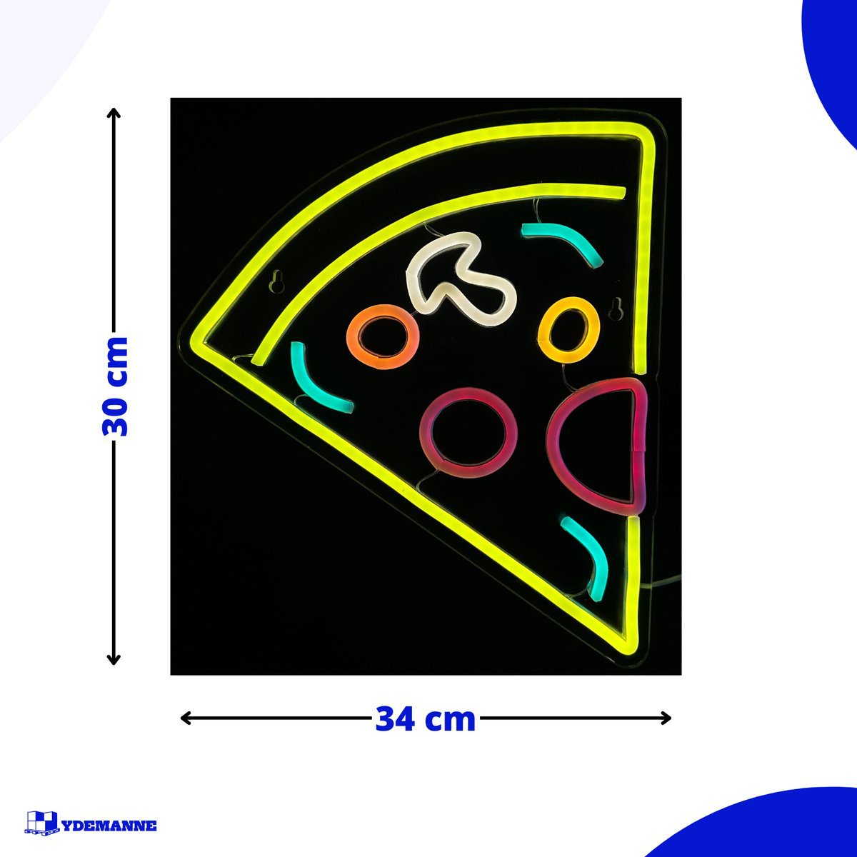 LED oznaka Pizza - USB - 30x34cm