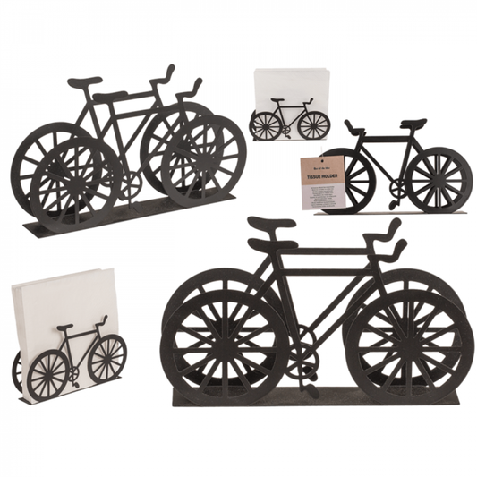 Držač za salvete u obliku bicikla 🚲 – Crni metalni dekor 19x3x9,5 cm