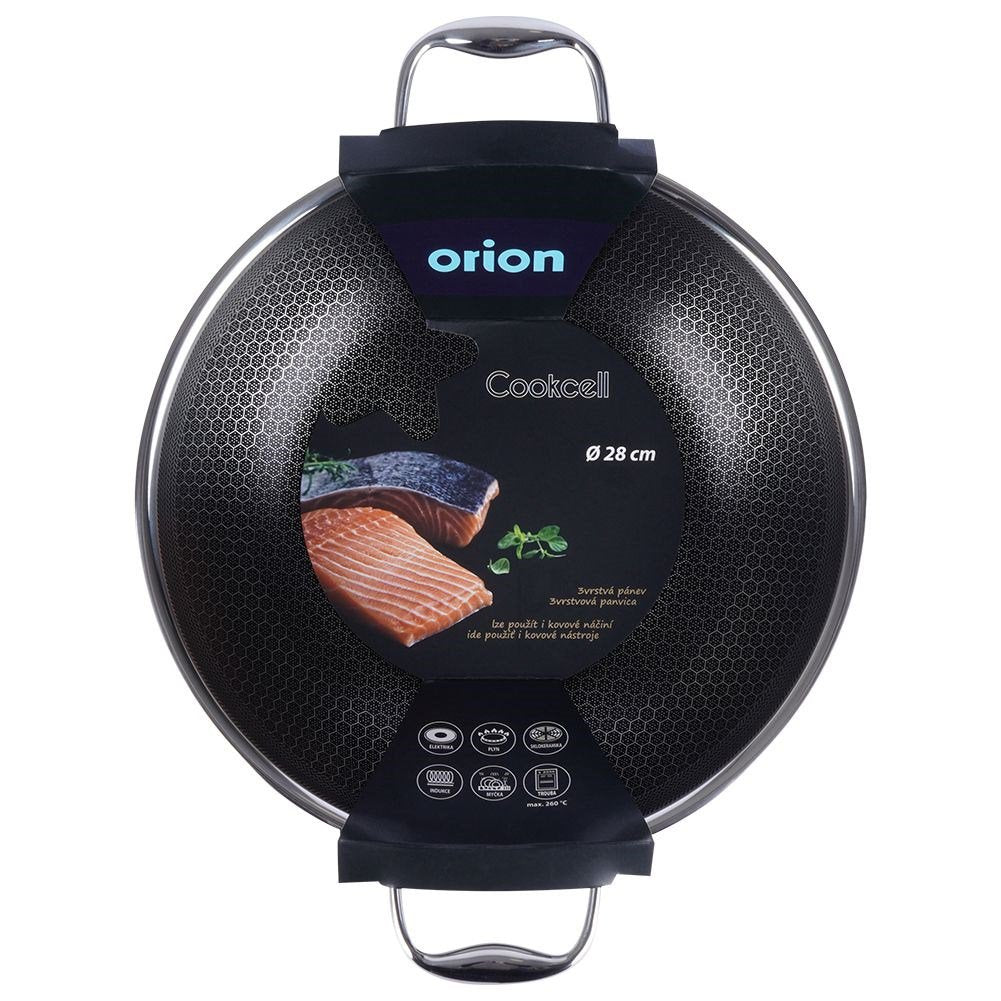 Wok tava COOKCELL HYBRID – inox + neljepljivi premaz HEX – Ø 28 cm