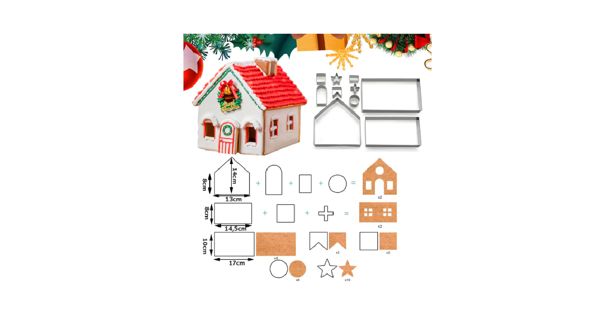 🏠 Set kalupa za kućicu od medenjaka – Božićni cookie house 10-dijelni