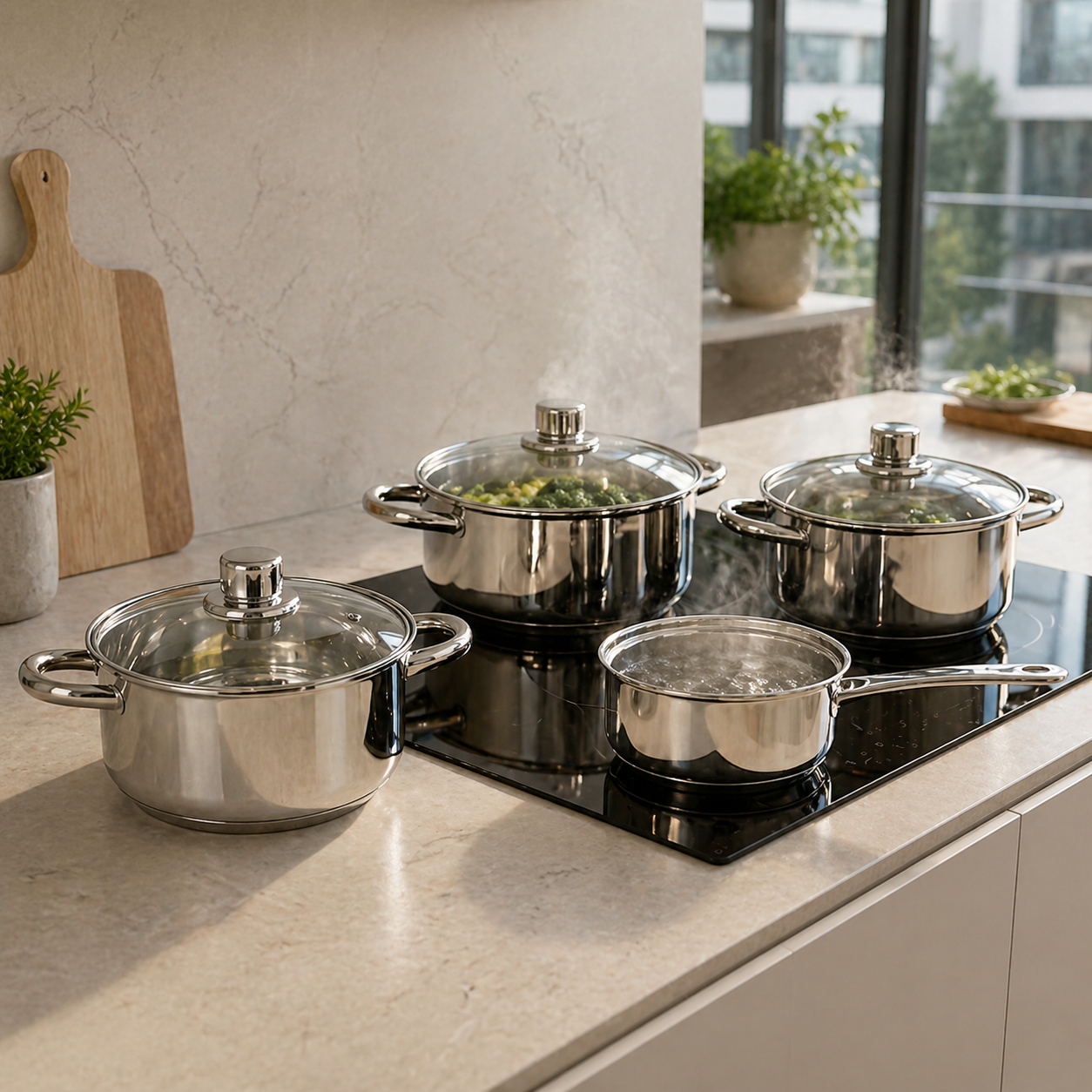 Set lonaca "Apartman" inox
