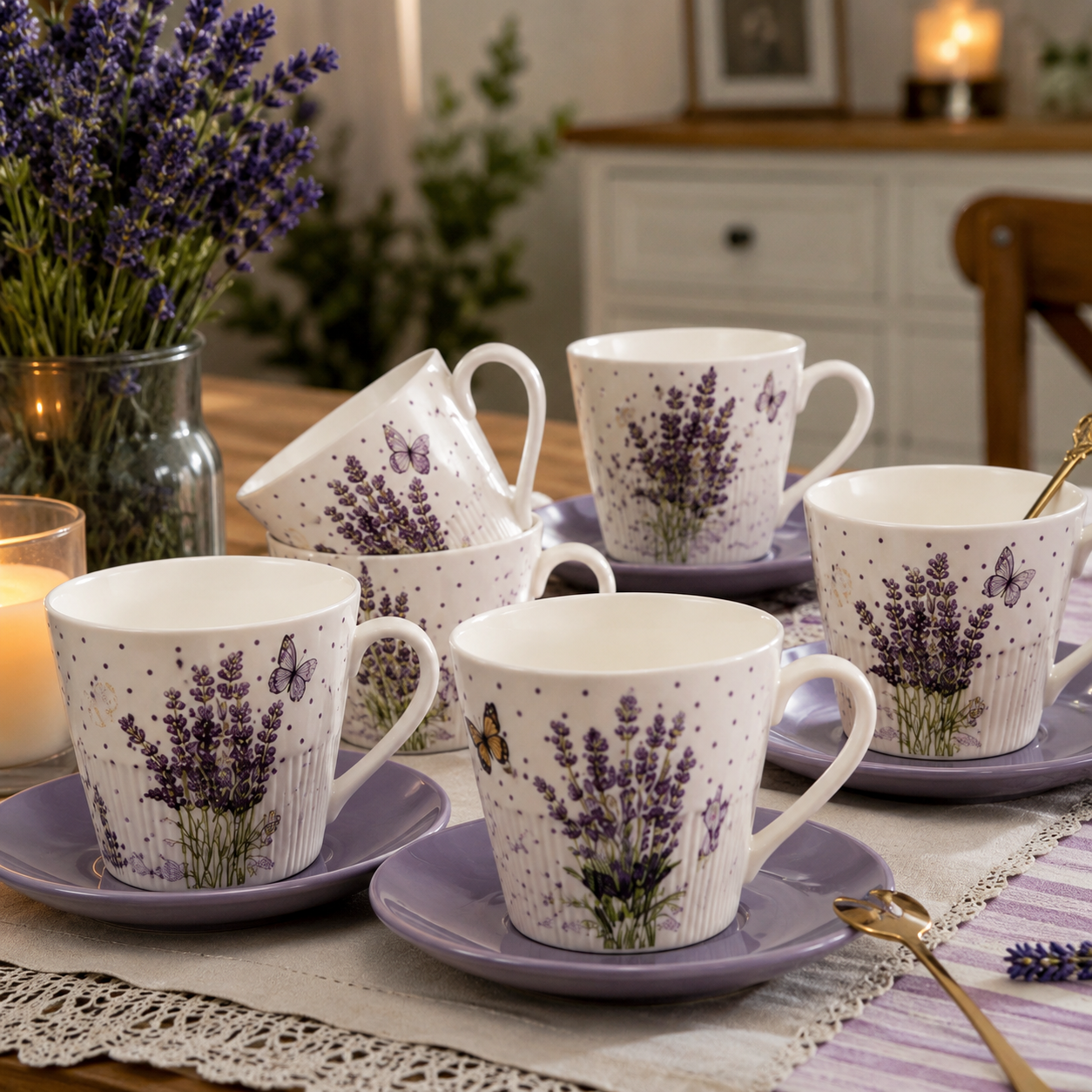 Set 6 šalica Lavanda 💜 Poklon pakiranje
