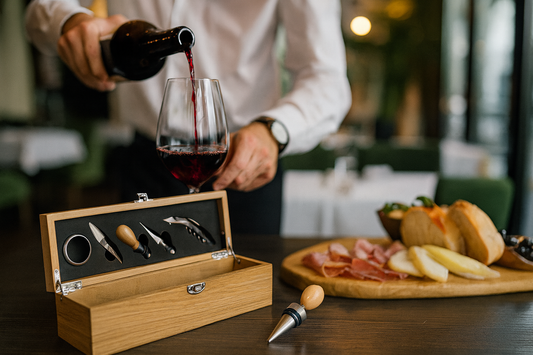 Sommelier set 5/1 u drvenoj kutiji – Poklon za ljubitelje vina