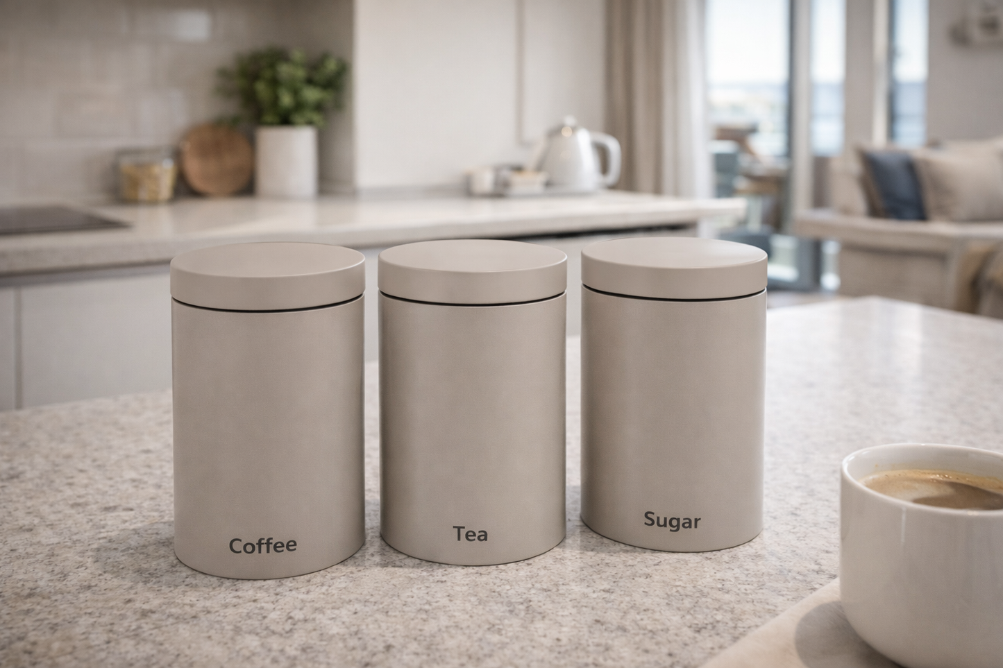 Set 3 metalne posude za čaj, kavu i šećer