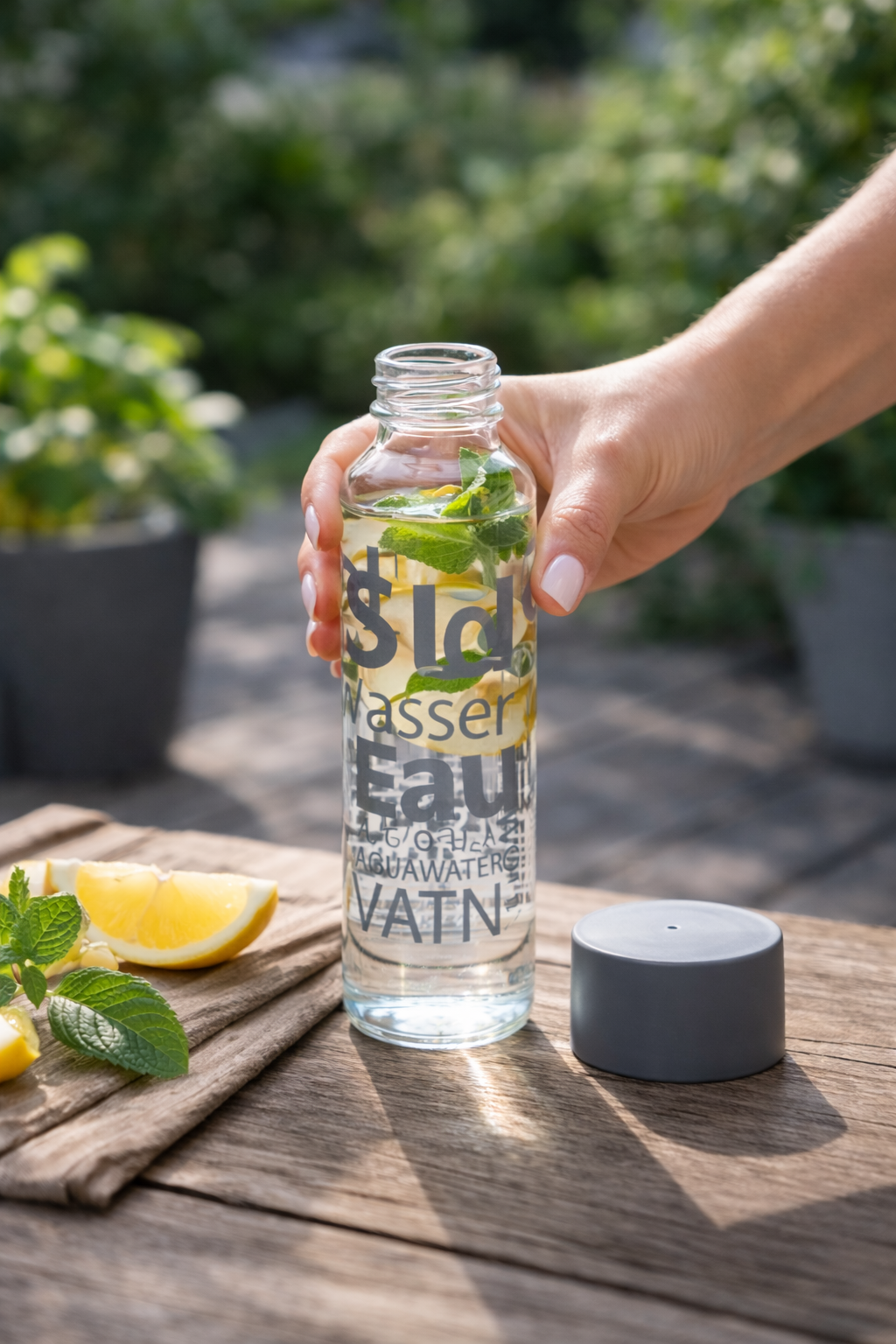 Staklena boca za vodu 550 ml – Eau 🌍