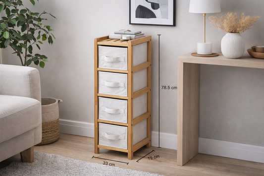 Uski bambusni ladičar s 4 ladice – 78,5 cm