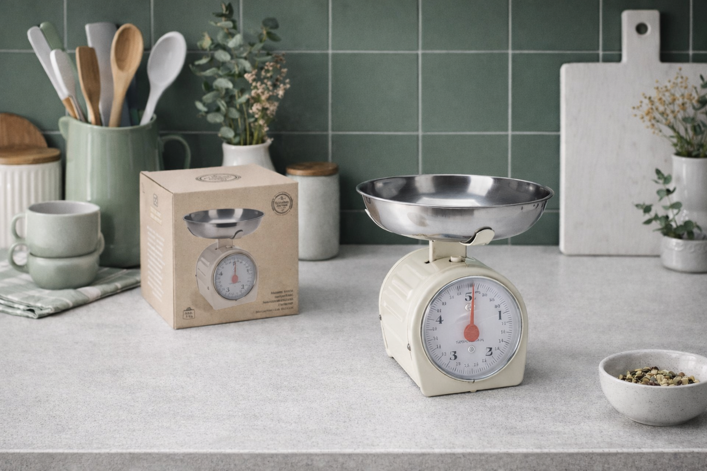 Mehanička kuhinjska vaga 5 kg s inox posudom – precizno vaganje bez struje ⚖️