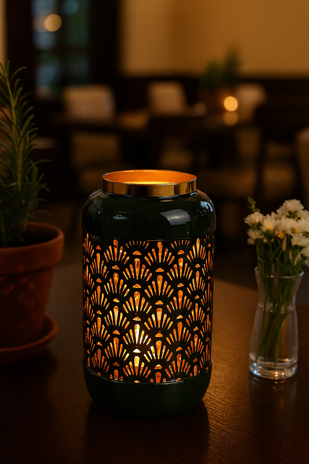 Metalni svijećnjak – dekorativni lampion 9×17×9 cm (bordo ili zeleni)