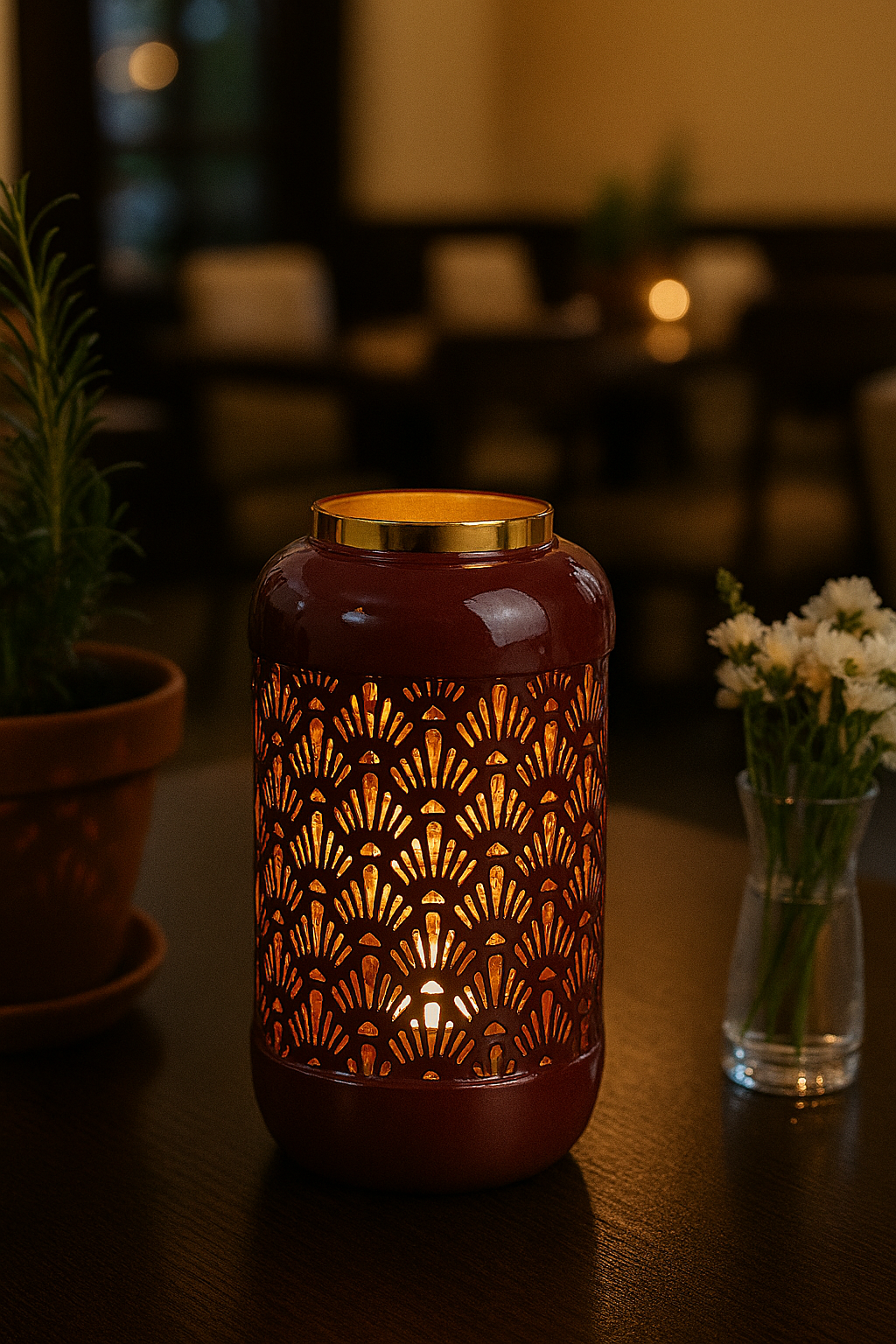 Metalni svijećnjak – dekorativni lampion 9×17×9 cm (bordo ili zeleni)
