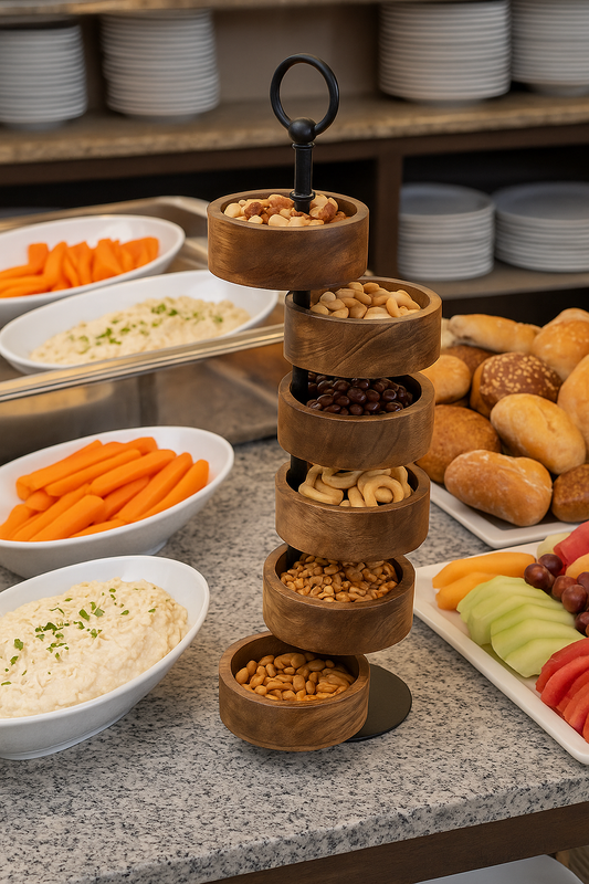 Drveni stalak s 5 razina – Mango drvo, visina 44,5 cm