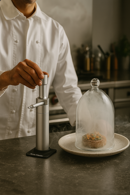 Staklena kupola za dimljenje s drvenom bazom Ø12 × 16 cm