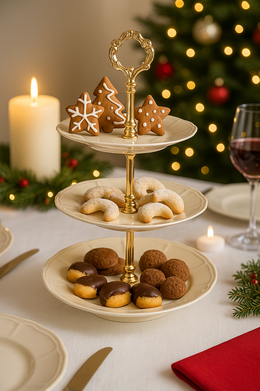 Etažer za kolače Bernadotte Ivory Gold - Češki porculan Thun