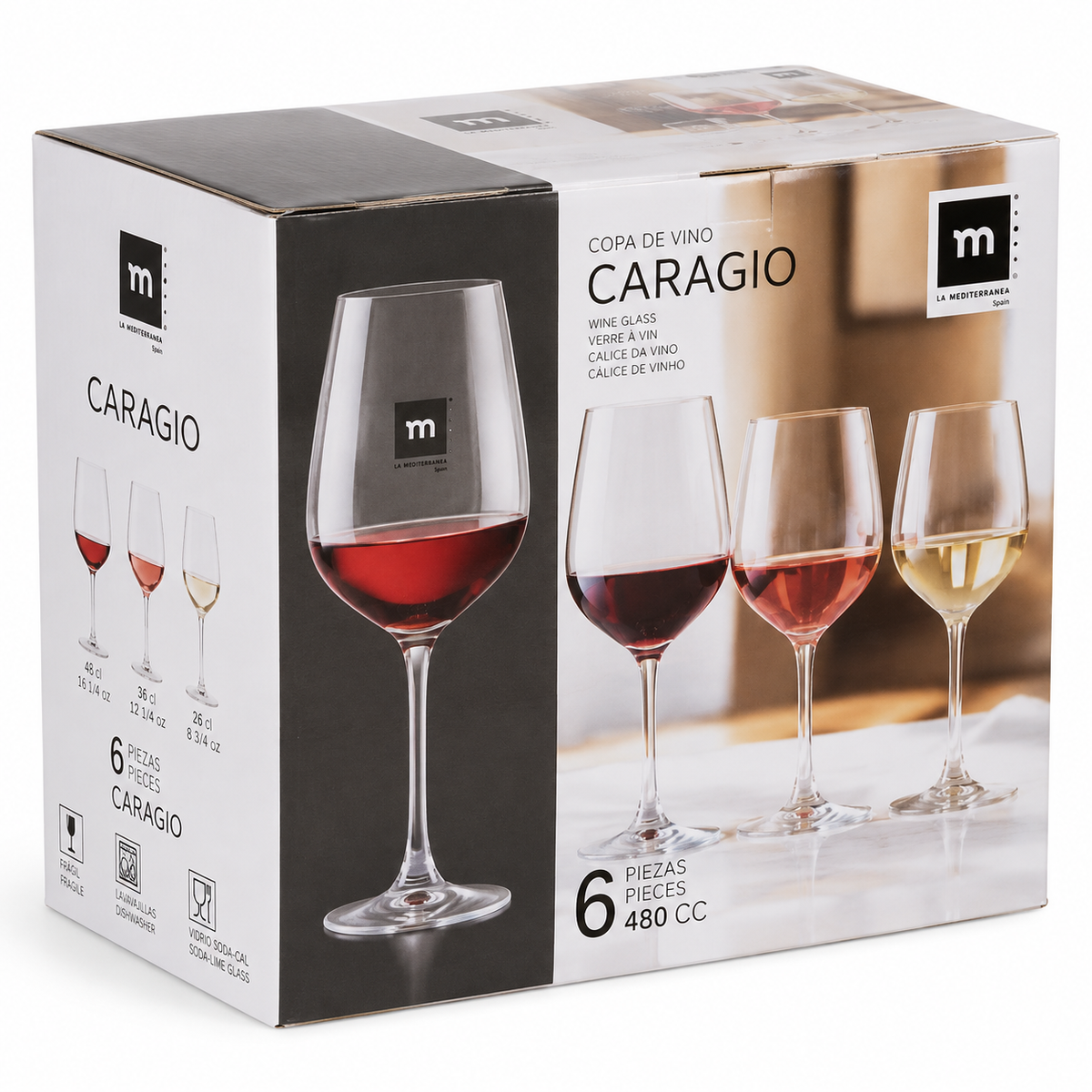 Set 6 čaša za vino Caragio 480ml