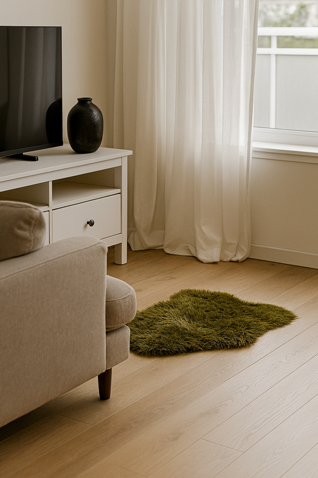Matcha zeleni tepih od umjetnog krzna – 90×60 cm