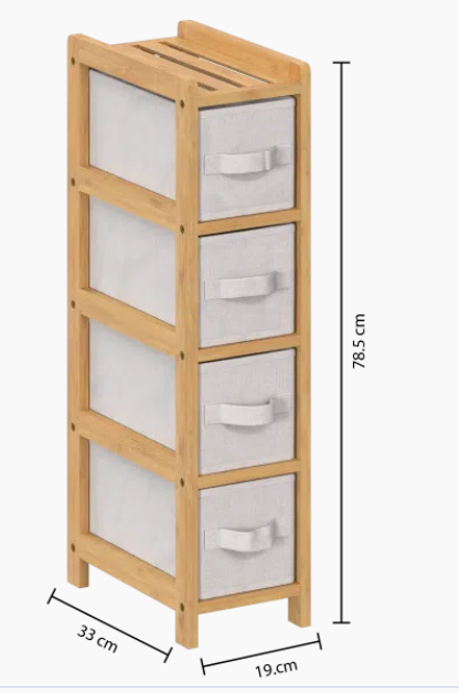 Uski bambusni ladičar s 4 ladice – 78,5 cm