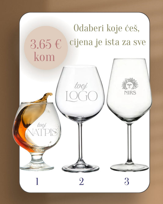 🍷 Čaše s vašim logom 🎨 Personalizacija (60 kom)