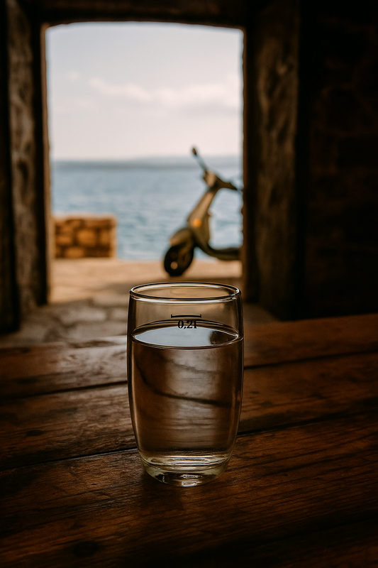 čaša bačvica, Uniglas čaša, čaša za vino 0.21 L, čaša za vodu, čaša za rakiju, čaša za konobu, čaša za bevandu, ugostiteljska čaša, čaša za apartmane, dalmatinska čaša, posuđe za restorane, staklo za vino, tradicionalna čaša, čaša za goste, suvenir iz Hrvatske, Uniglas proizvodnja stakla, čaša s oznakom zapremnine, čaša 0.21L s crtom
