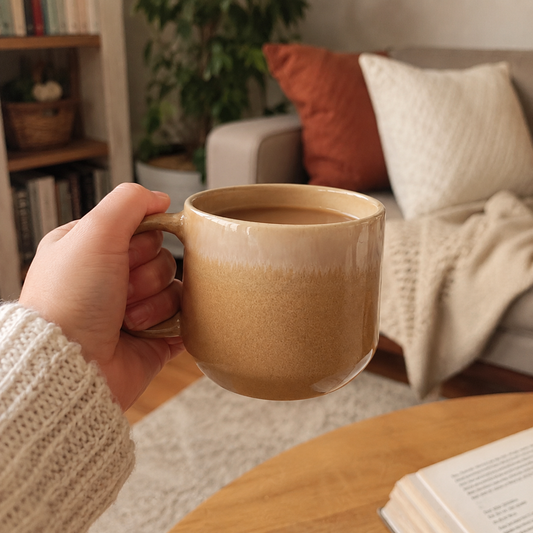 keramička šalica 400 ml, šalica za kavu, velika šalica za kavu, šalica za čaj 400 ml, smeđa šalica, karamel šalica, šalica zemljane boje, šalica za cappuccino, šalica za latte, šalica za kakao, moderna šalica, minimalistička šalica, skandinavsko posuđe, rustikalna šalica, keramičke šalice, šalice za ugostiteljstvo, šalice za kafiće, šalice za apartmane, posuđe za apartmane, šalice Split, keramičke šalice Split, ugostiteljsko posuđe Split, šalice Hrvatska, posuđe Hrvatska, NIRS Oprema Split, NIRS.hr