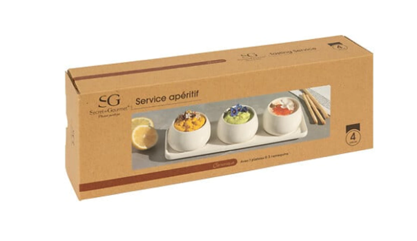 Nora aperitiv set 4/1 – stoneware zdjelice warm white, Atmosphera