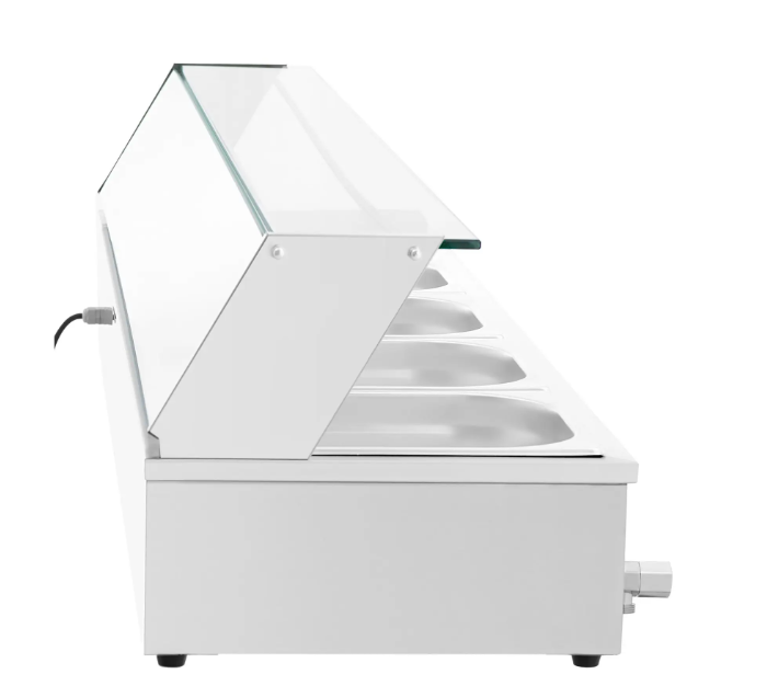 Bain-Marie s 5 GN posuda – 2.000 W – inox + kaljeno staklo | Royal Catering