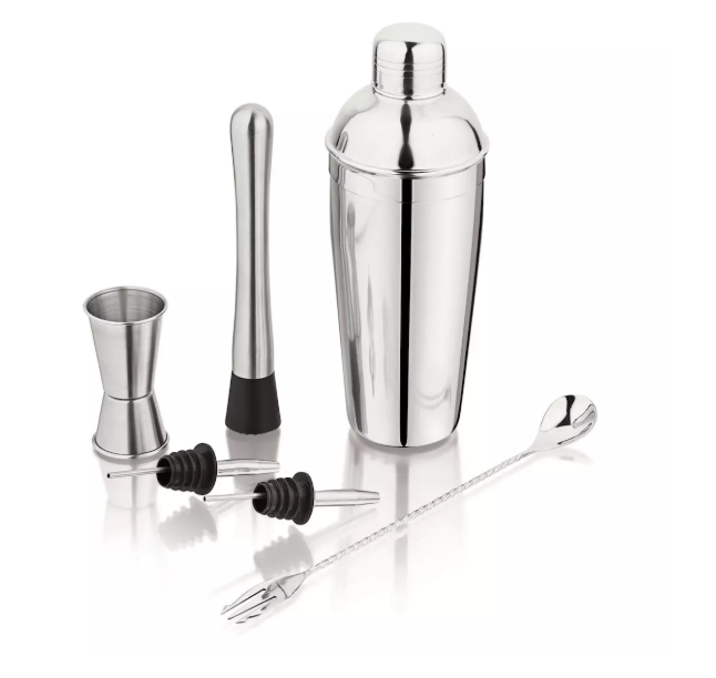 bartending set 6 dijelova, koktel set od čelika, KINGHoff KH-1707, cocktail shaker set, bar spoon set, muddler, izlijevači, jigger 30/60ml, komplet za pripremu koktela, bar pribor inox, poklon set za bar, bartending set webshop, EAN 5908287217072