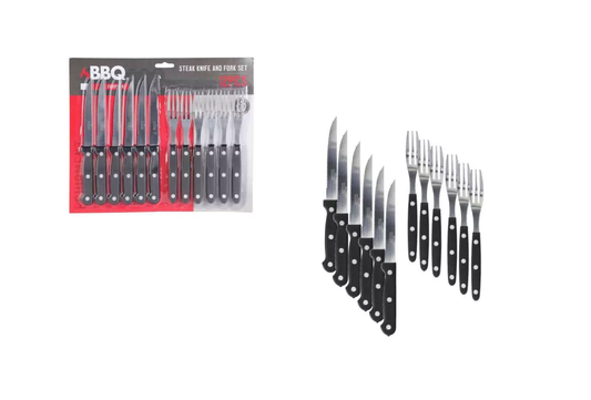 BBQ pribor – set noževa i vilica 12 kom (steak set)