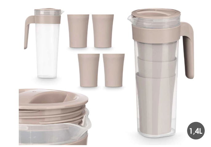 Set bokal i 4 čaše - 1.4L