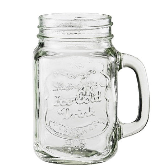 čaša s ručkom, mason jar čaša, retro staklenka za piće, čaša za limunadu, čaša za koktele, ugostiteljske čaše, boca za posluživanje, staklena čaša 450ml, čaša za smoothie, čaša s navojem, čaša za milkshake, beach bar oprema, staklenka za kafiće, servirna čaša za restoran