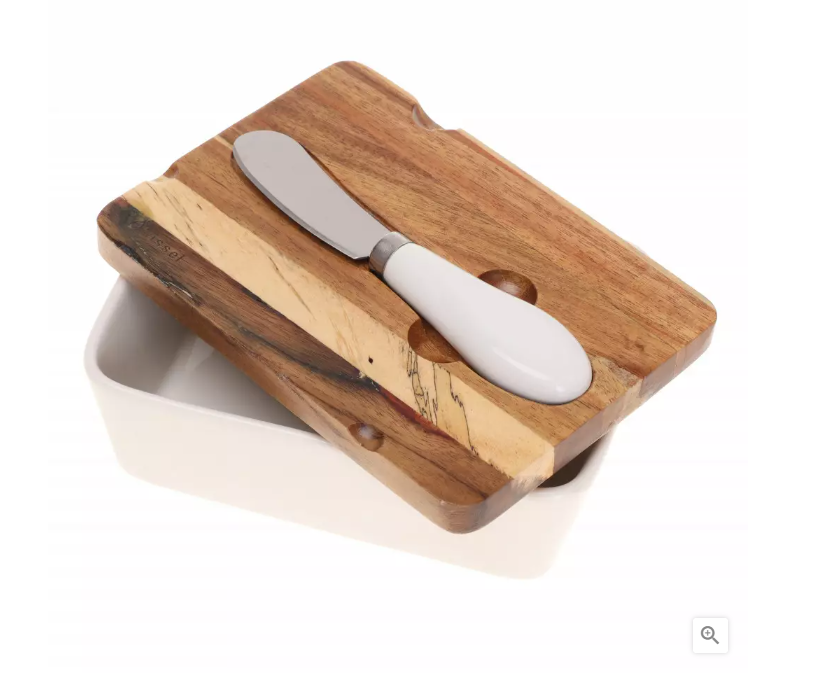 Set za maslac - porculanska posuda i nožić