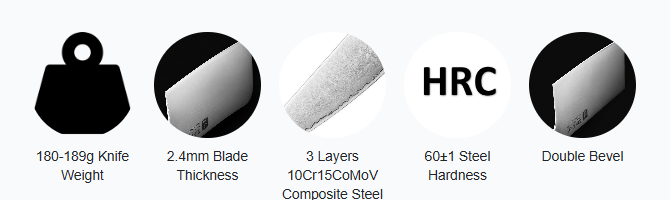 Nož Buffalo Bunka 22cm 60HRC PM8S-QFD