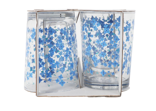 Set od 4 čaše s cvjetnim uzorkom – 520 ml