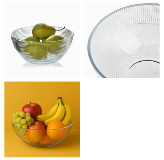 Zdjela za voće rebrasta staklena 22.5 cm