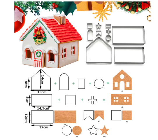 🏠 Set kalupa za kućicu od medenjaka – Božićni cookie house 10-dijelni