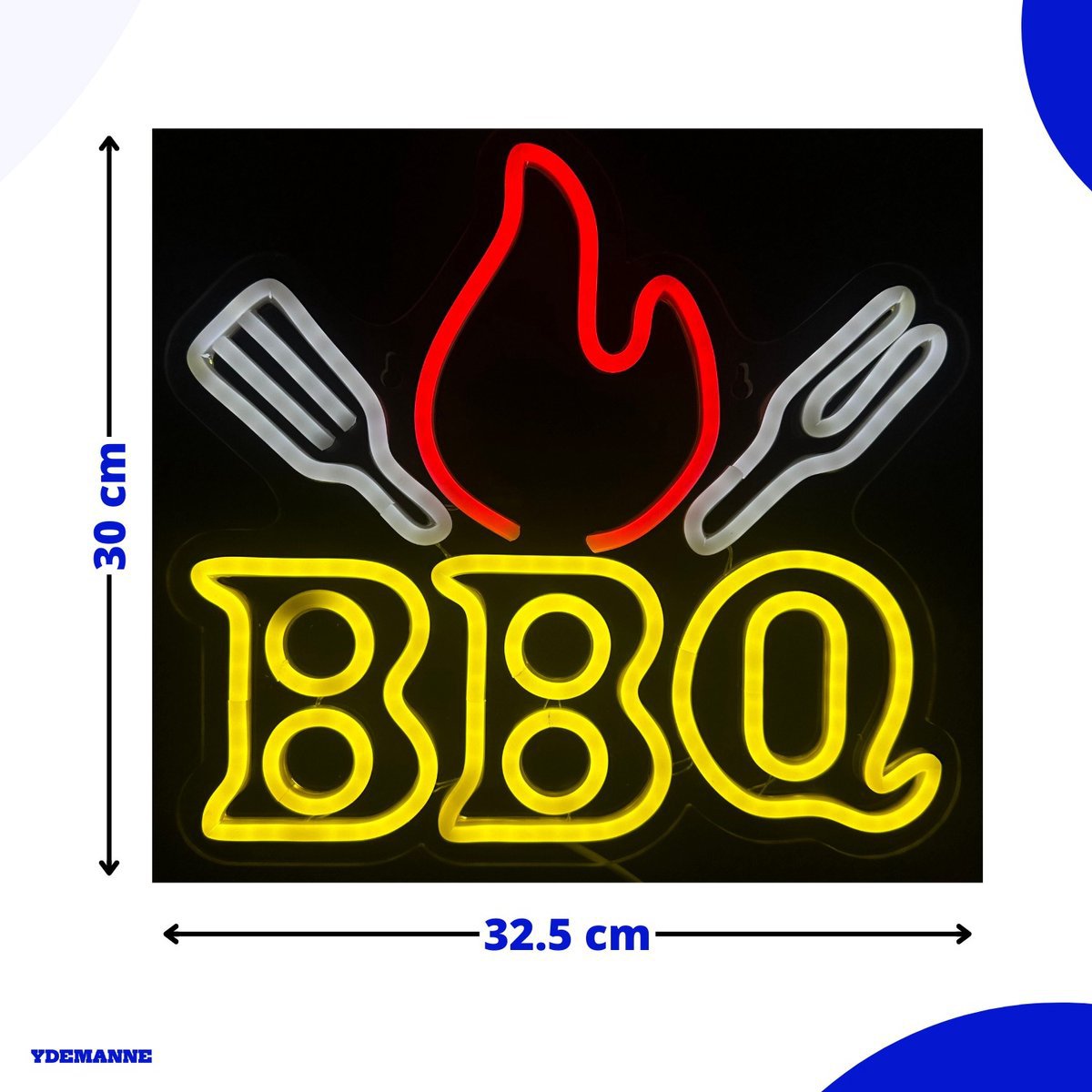 LED oznaka BBQ - USB - 30x32cm