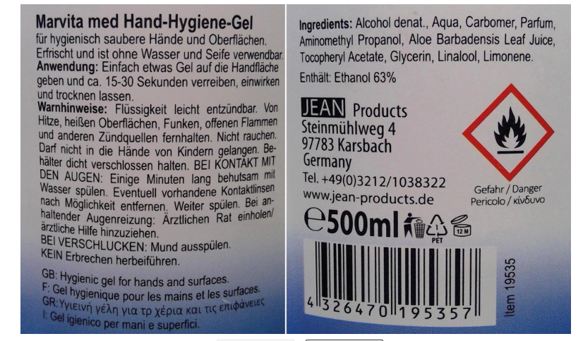 Higijenski gel Marvita 500ml 1/1