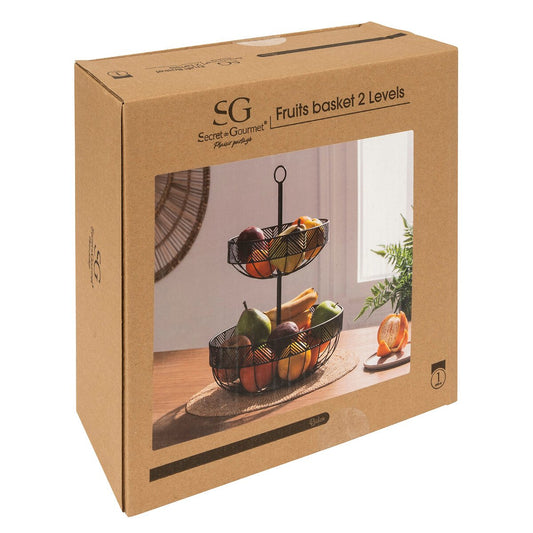 SG Metalna košarica za voće – 2 razine, crna, 43×30,5 cm