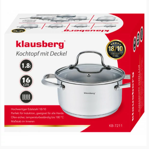 Lonac 1.8L 16cm s poklopcem inox 18/10