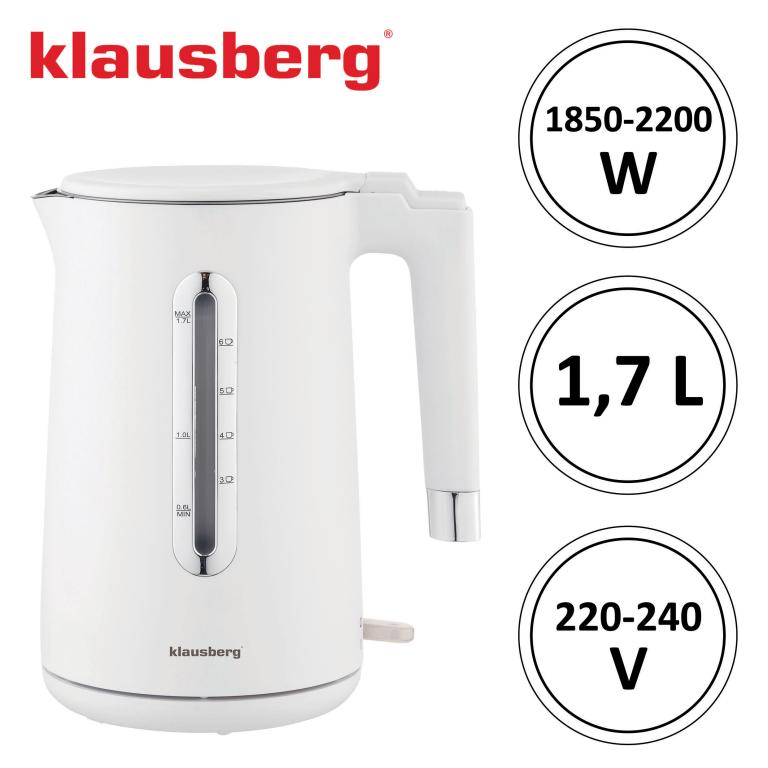Električno kuhalo za vodu 1,7 L, mat bijelo – Klausberg KB-7890 ⚡☕