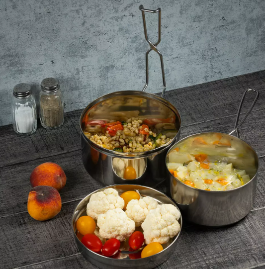 Tiffin set 3-dijelni inox – posude za hranu, lunch box, kampiranje