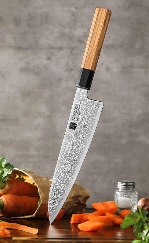 Nož Olive Buffalo 62±2HRC 67 slojeva damaska