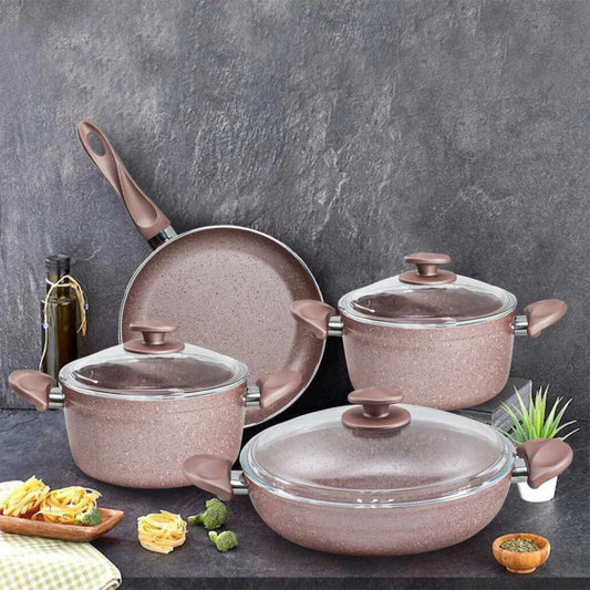 Tuscany Pink – 7-dijelni granitni set posuđa