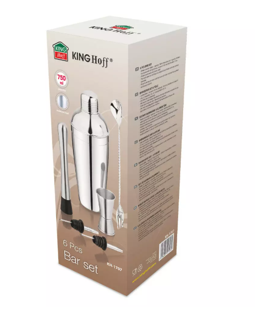 Set za koktele 6/1 - Šejker, pureri, bat, barska žlica
