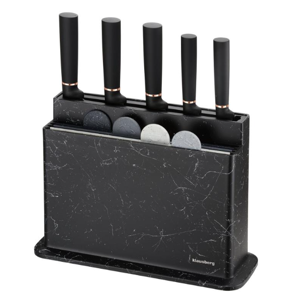 set noževa s daskama, kuhinjski noževi s postoljem, Klausberg KB-7834, 10-dijelni set noževa, noževi i daske u stalku, set za kuhanje, kuhinjski pribor set, daska za rezanje s ikonama, noževi od nehrđajućeg čelika, set noževa za poklon, sigurnosni set za kuhinju, plastične daske za rezanje, kuhinjski set webshop