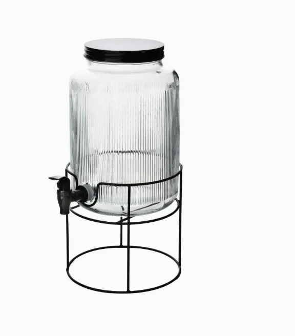 stakleni dispenzer s pipom, posuda za limunadu, posuda za piće 5.2L, staklenka sa slavinom, vrč za sangriu, posuda na stalku, MODERN KITCHEN dispenser, stakleni dispenzer s postoljem, slavina za napitke, staklena posuda za hladne napitke, dispenzer za roštilj, staklena posuda MONDEX, EAN 5905771436162