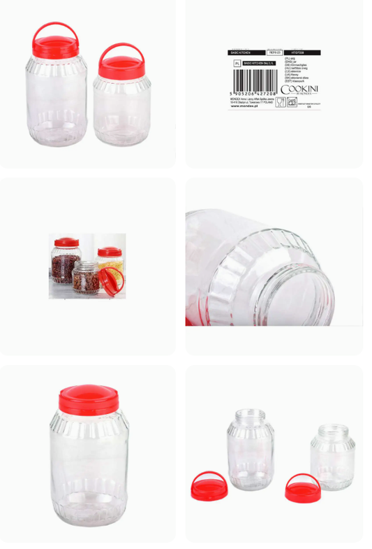 Staklena tegla 3.1L s ručkom i poklopcem