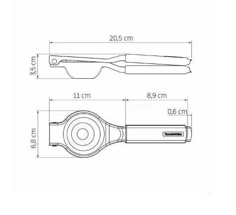 Tramontina inox cjedilo za limun s crnom drškom
